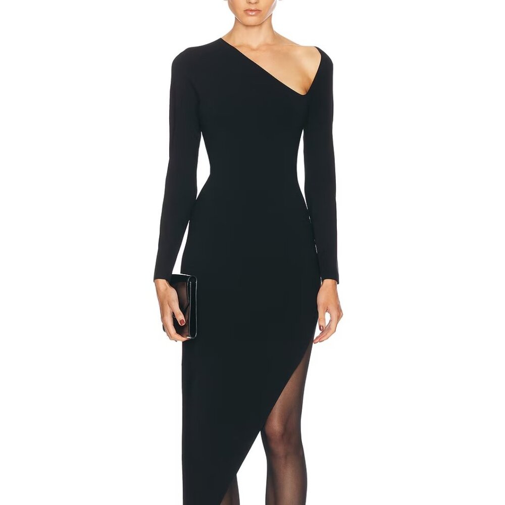 Alexander Wang Long Sleeve Asymmetric Dress in Black M